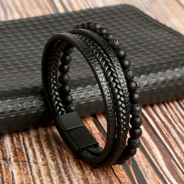Lucas - Elegante juego de pulseras de cuero para el hombre moderno