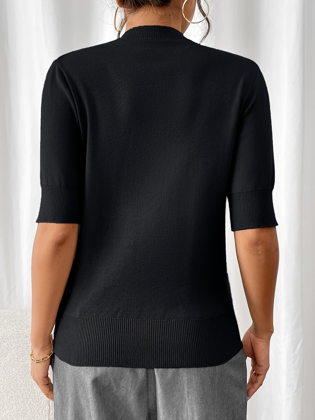 Top de verano de punto con cuello alto para mujer | Elise