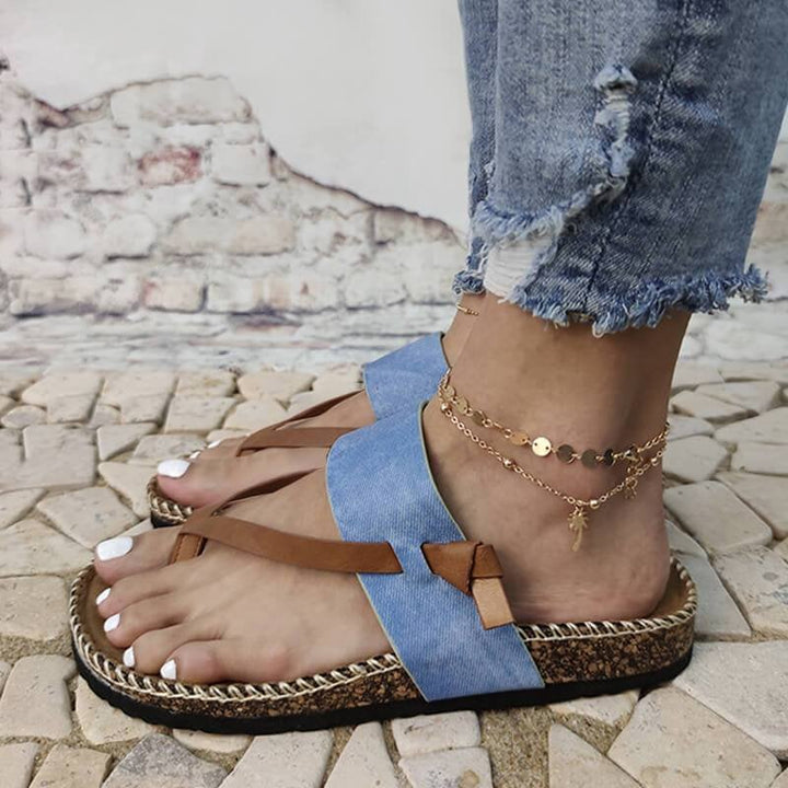 Isa - Elegantes y cómodas sandalias azules sin cordones para mujer