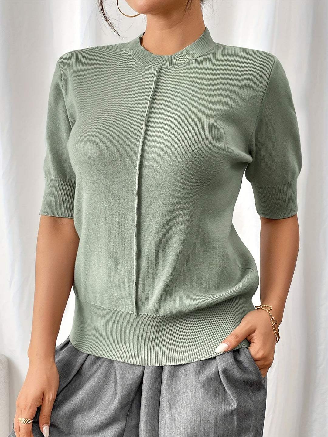 Top de verano de punto con cuello alto para mujer | Elise
