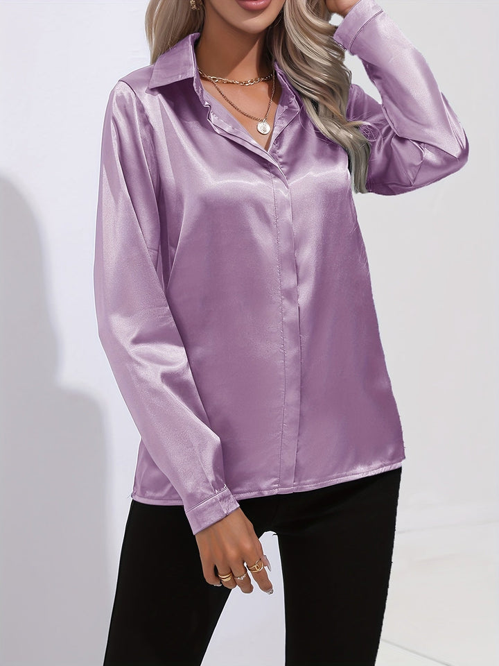 Zariah - Elegante blusa de satén para mujer de estilo otoñal chic
