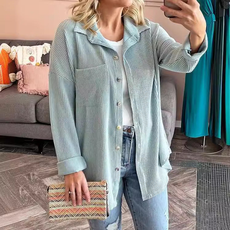 Aria - Elegante blusa otoñal de rayas y manga larga para mujer