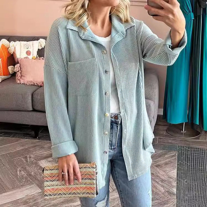 Aria - Elegante blusa otoñal de rayas y manga larga para mujer