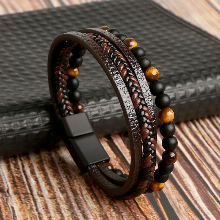 Lucas - Elegante juego de pulseras de cuero para el hombre moderno