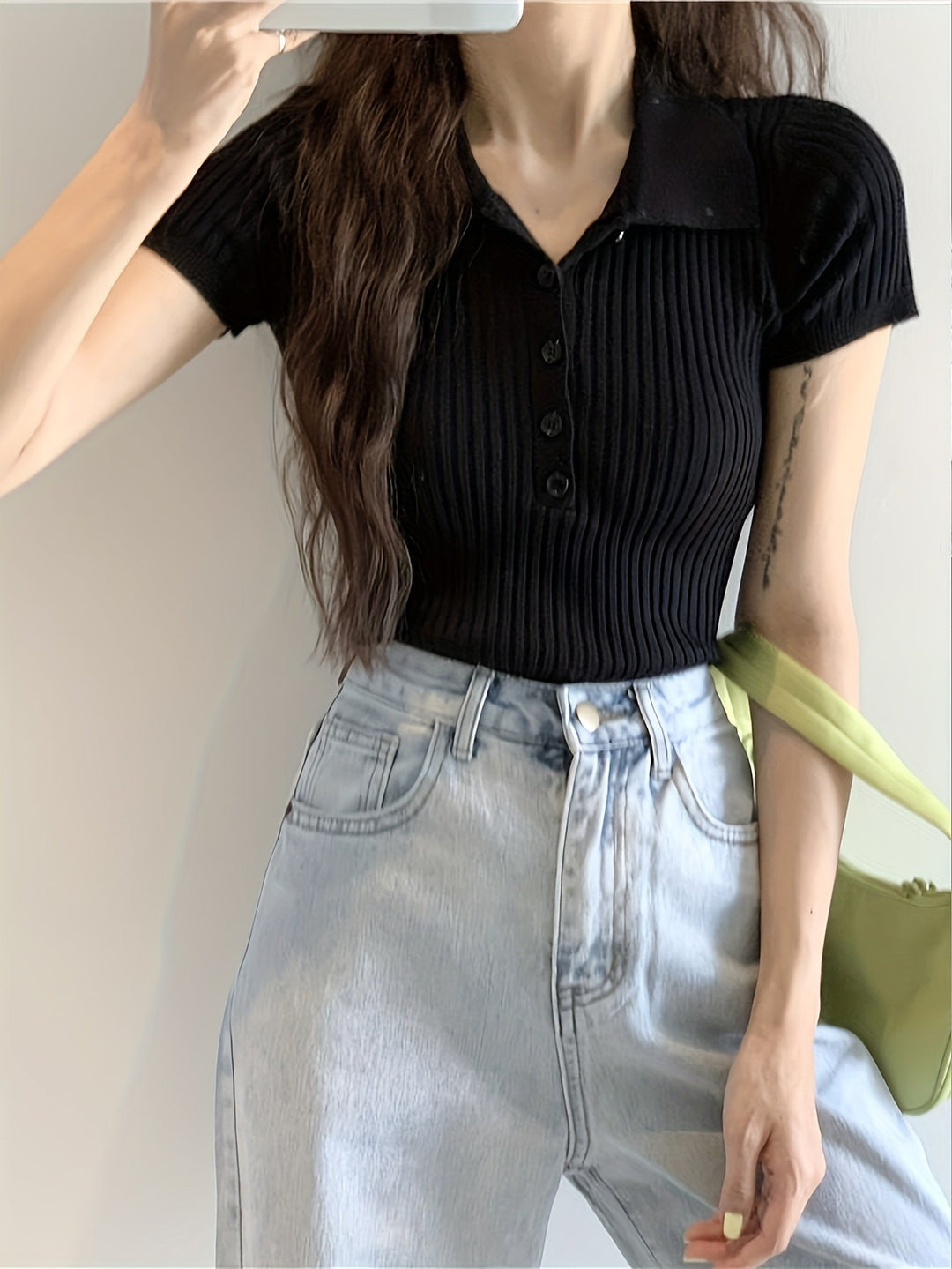 Top Chic de Punto con Cuello en V para Mujer | Chloe
