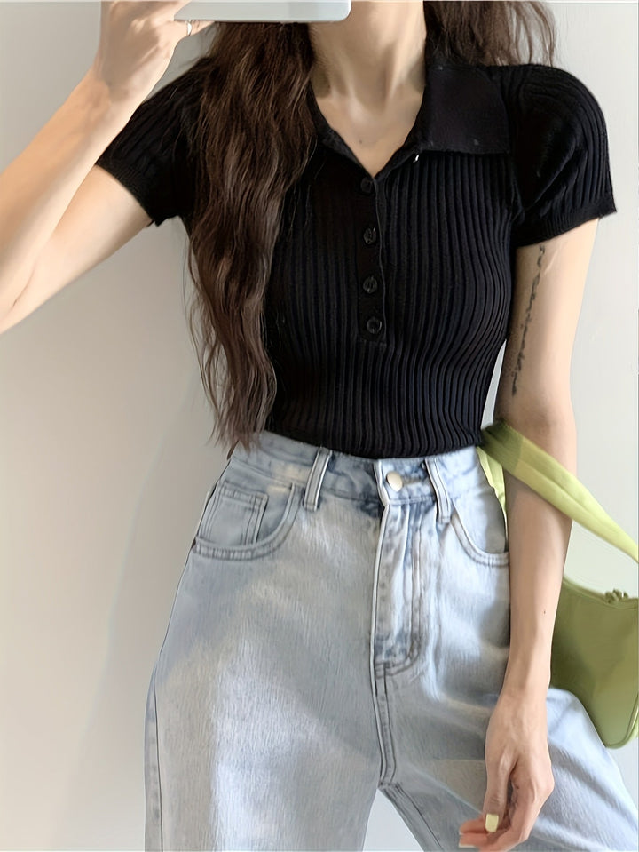Top Chic de Punto con Cuello en V para Mujer | Chloe