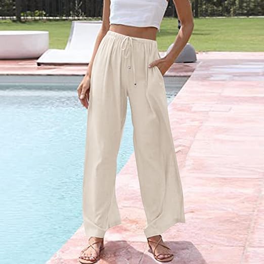 Stylish Henrietta - Pantalones de lino y algodón de lujo