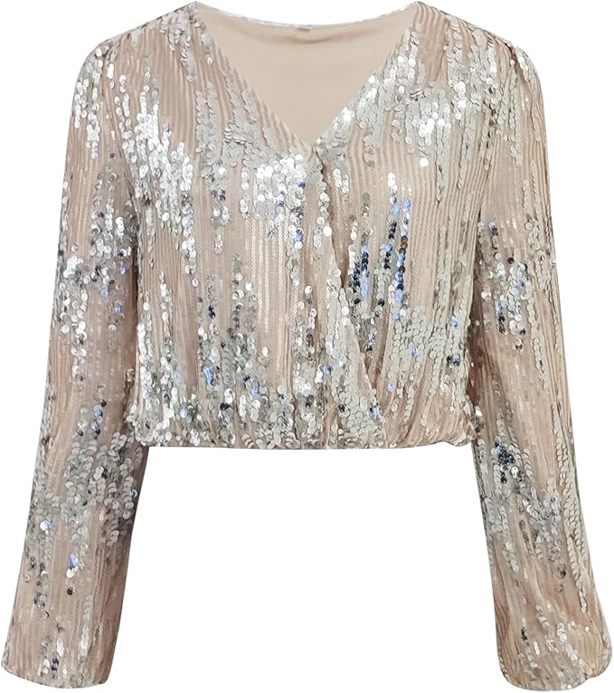 Scarlet - Elegante blusa clásica plateada de manga larga para un look otoñal perfecto para mujer