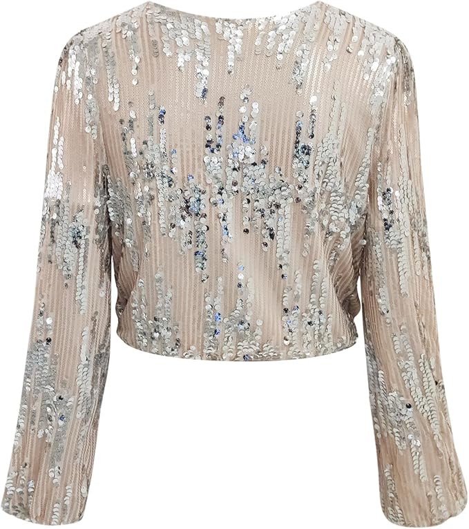 Scarlet - Elegante blusa clásica plateada de manga larga para un look otoñal perfecto para mujer