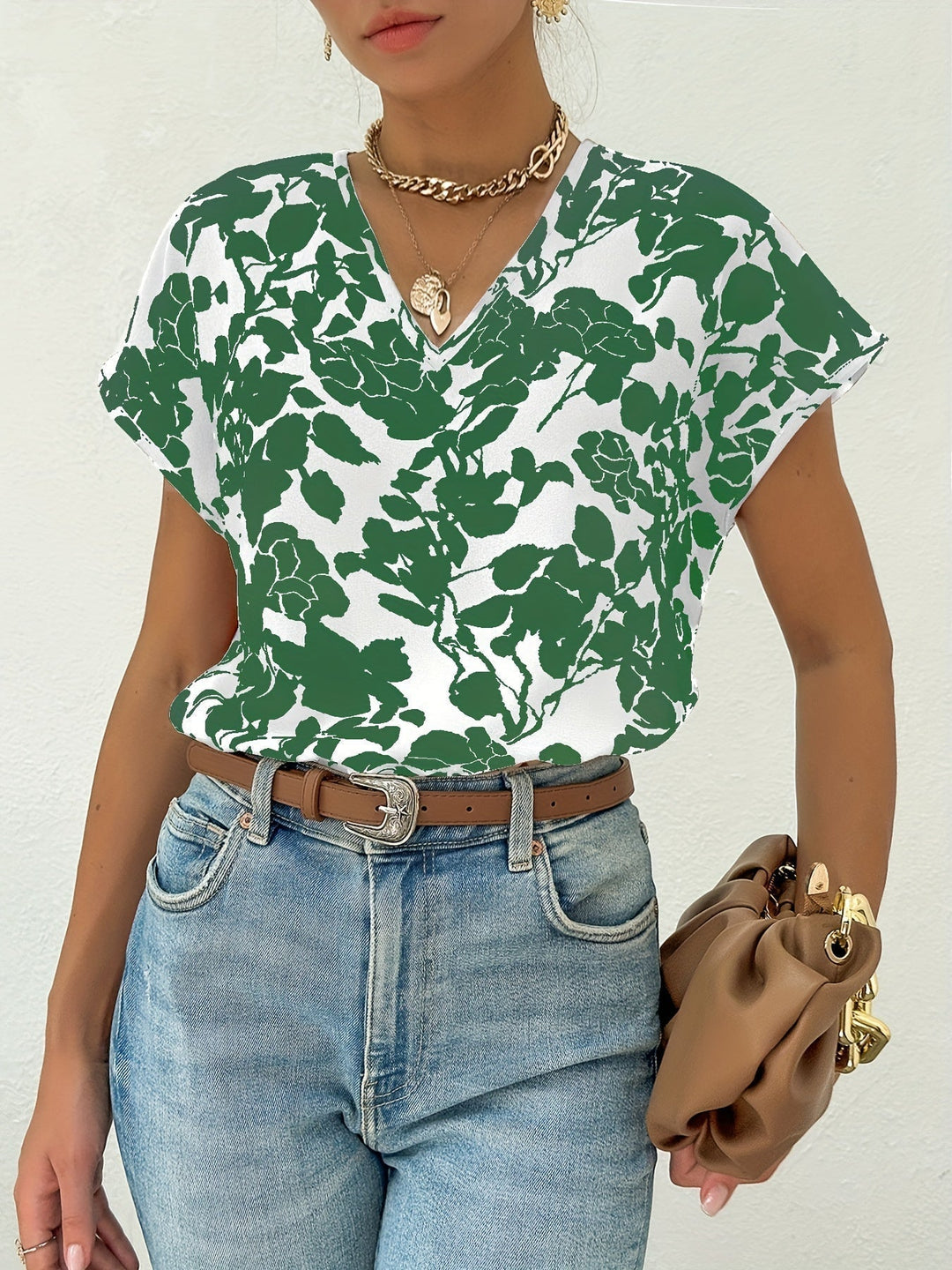 Ariel - Femenino top de verano con encantador estampado floral