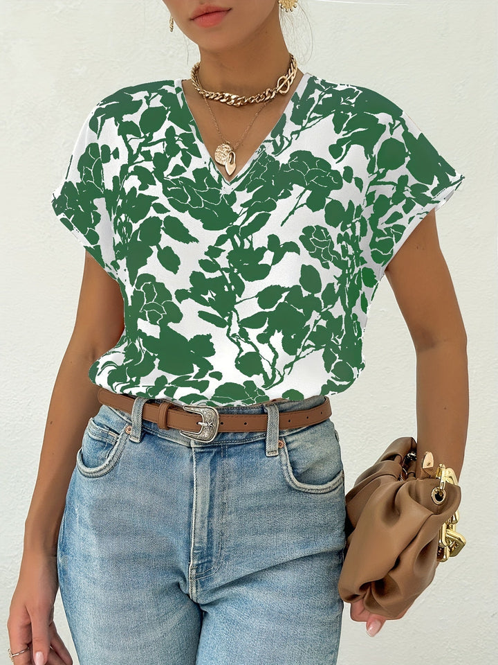 Ariel - Femenino top de verano con encantador estampado floral