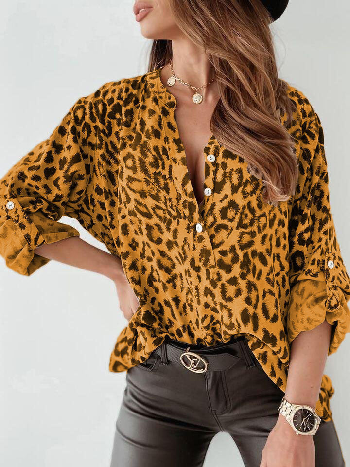 Amy - Blusa elegante con moderno estampado de leopardo para otoño y primavera