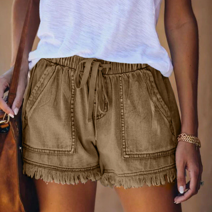 Liza - Pantalones cortos vaqueros de cintura alta de moda para mujer para un verano con estilo