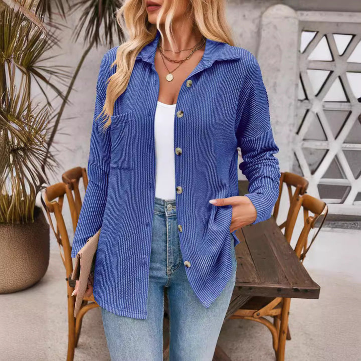 Aria - Elegante blusa otoñal de rayas y manga larga para mujer