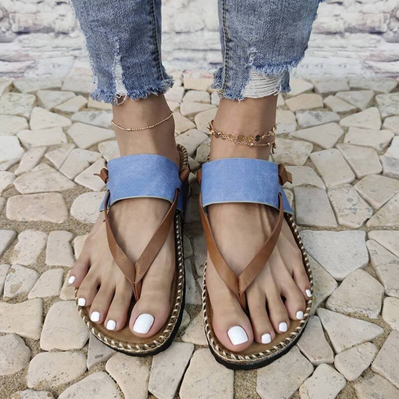 Isa - Elegantes y cómodas sandalias azules sin cordones para mujer