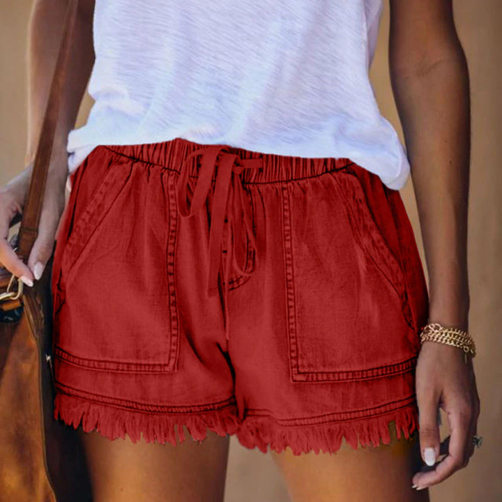 Liza - Pantalones cortos vaqueros de cintura alta de moda para mujer para un verano con estilo