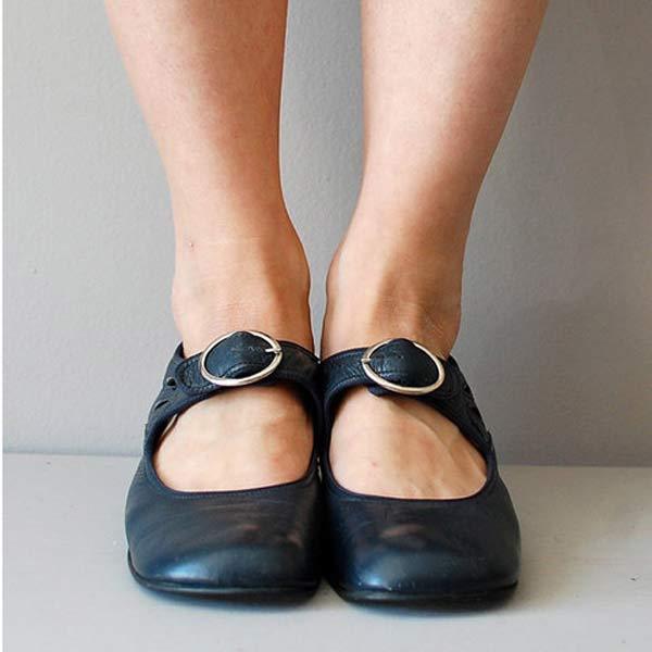 Amey - Zapatos retro chic de punta redonda