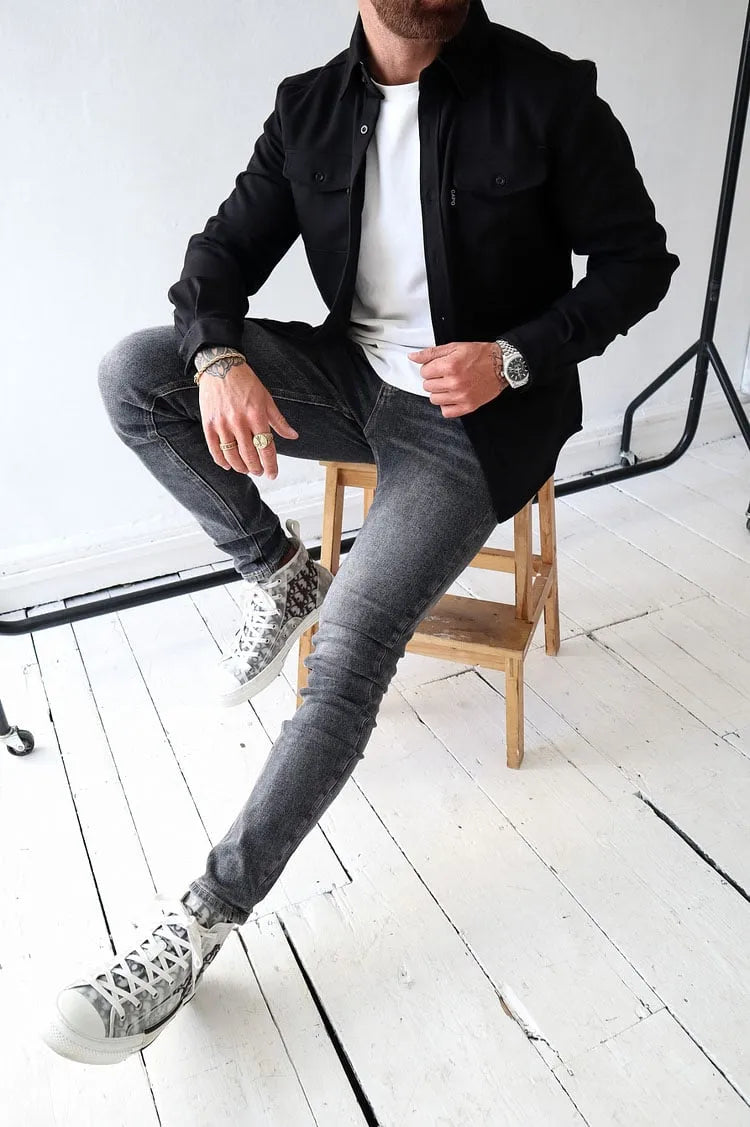 Andrés™ - Chaqueta de Cuero con Botones