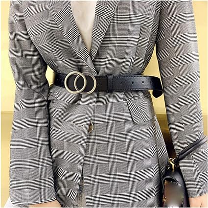 Aria - Elegante cinturón de piel para señora con elegante hebilla tórica