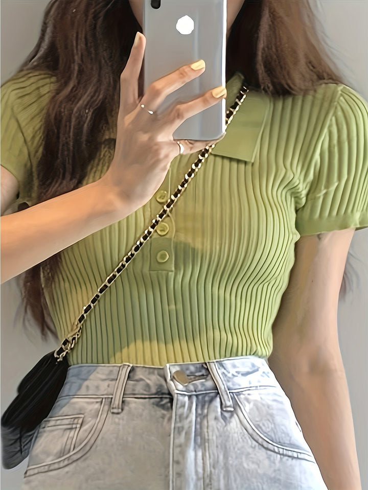 Top Chic de Punto con Cuello en V para Mujer | Chloe