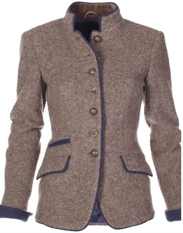 Chaqueta de manga larga de color sólido para mujer - Laura