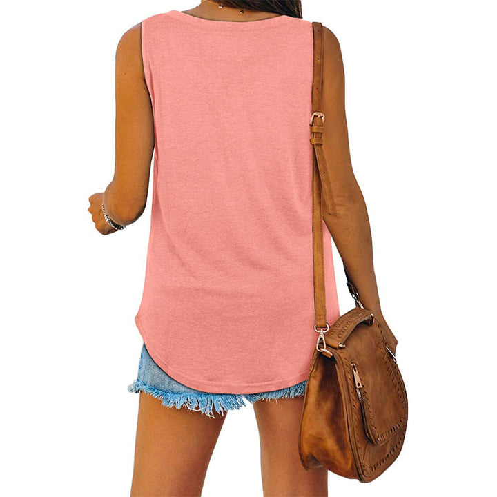 Michelle - Elegante camiseta de tirantes de punto con cuello en V para mujer