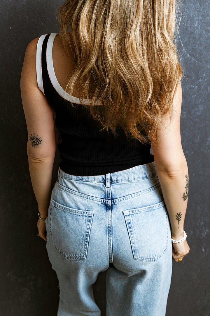 Madel - Elegante camisa de canalé sin mangas para mujer