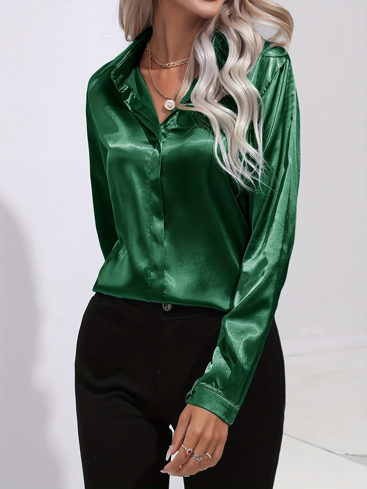 Zariah - Elegante blusa de satén para mujer de estilo otoñal chic