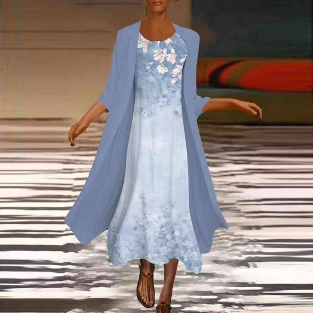 Amora - Elegante vestido largo con chaqueta blusa chic para mujer
