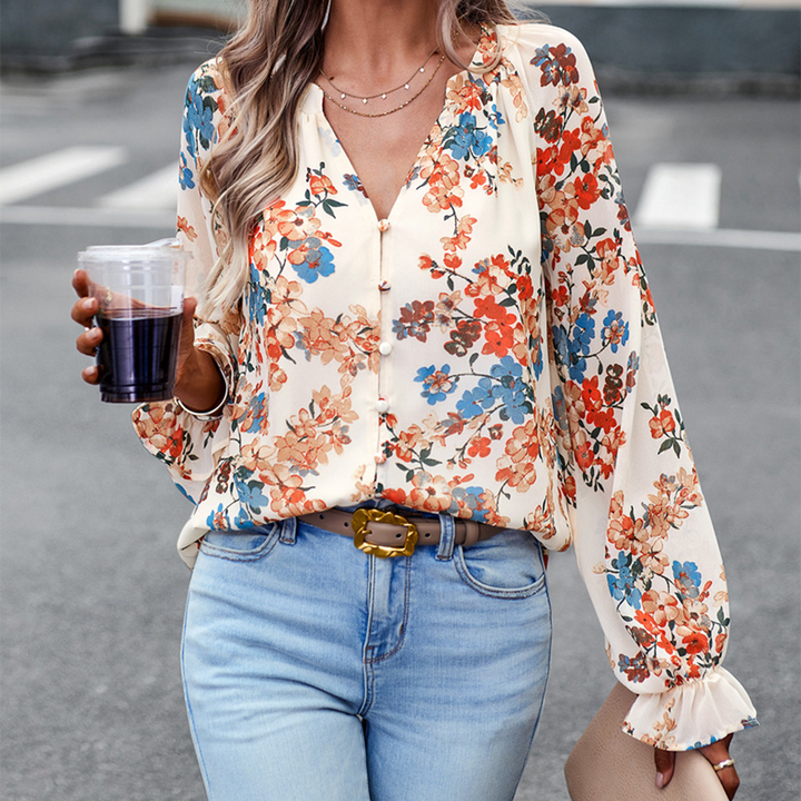 Mabel - Elegante y cómoda blusa de verano con estampado floral para mujer