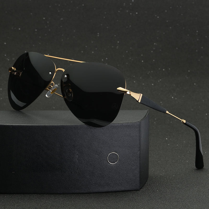 Alec - Elegantes gafas de sol de aviador polarizadas negras para hombre