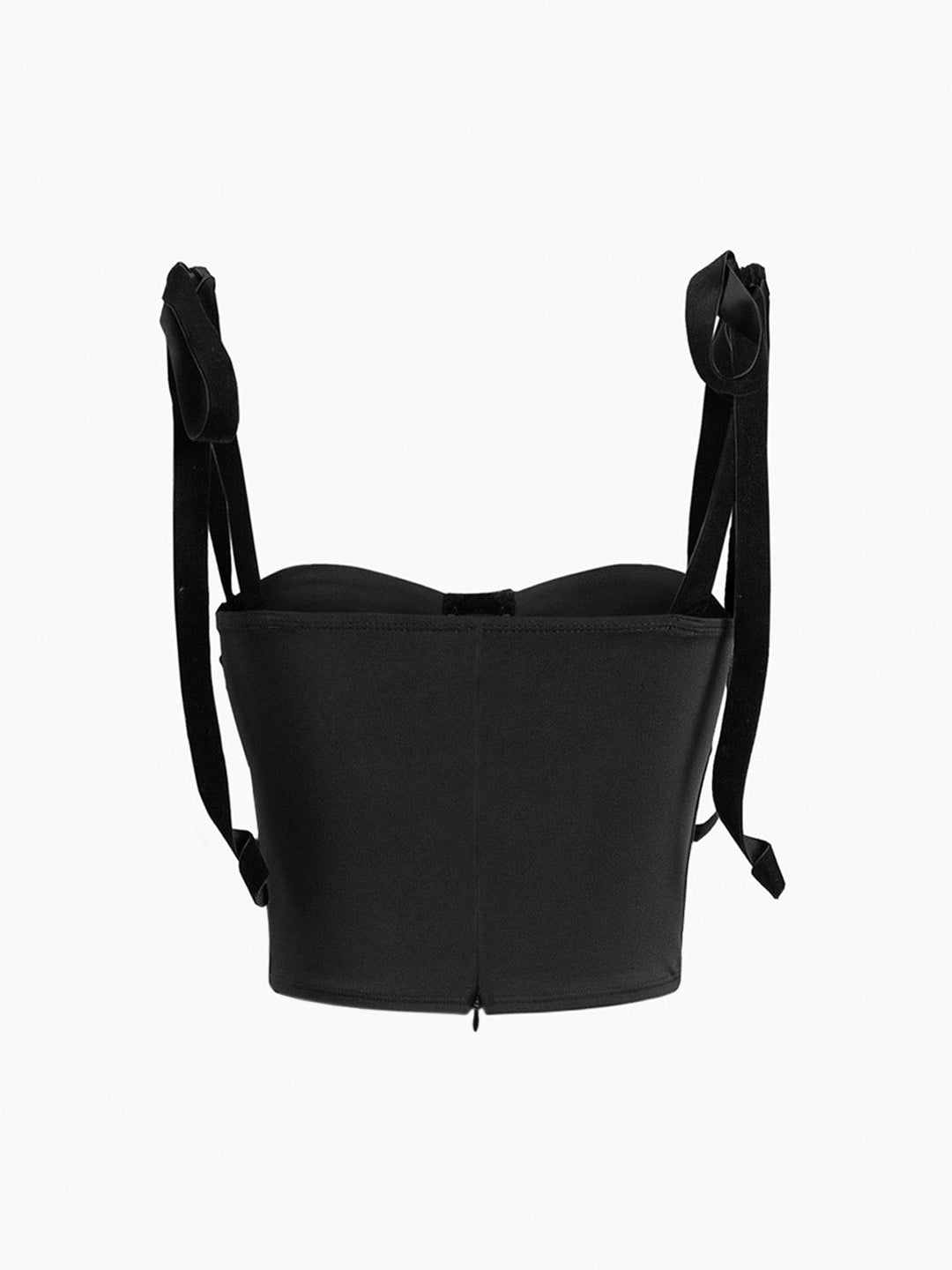 Yana - Elegante top corsé de malla negro para mujer
