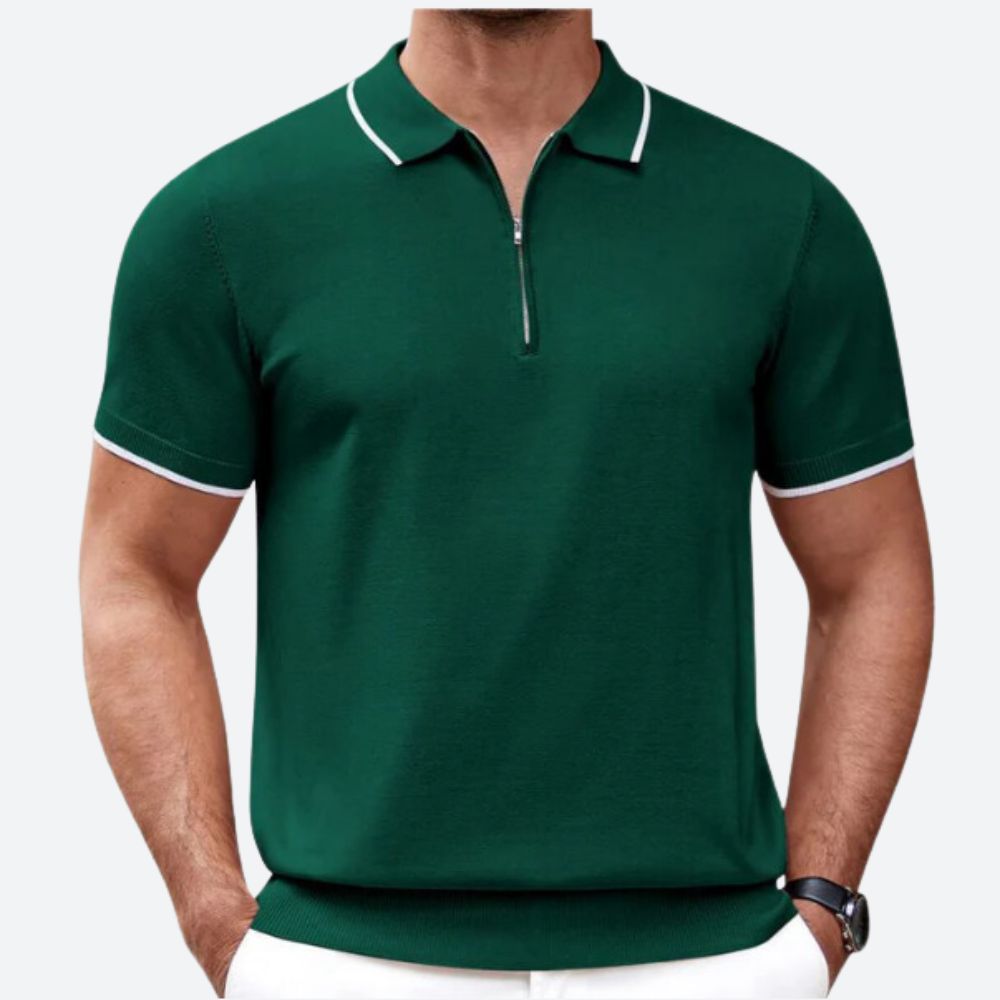 Elegante polo de punto con cremallera para hombre - Bass