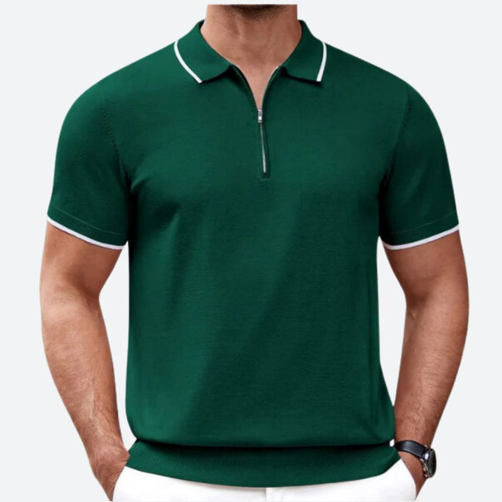 Elegante polo de punto con cremallera para hombre - Bass
