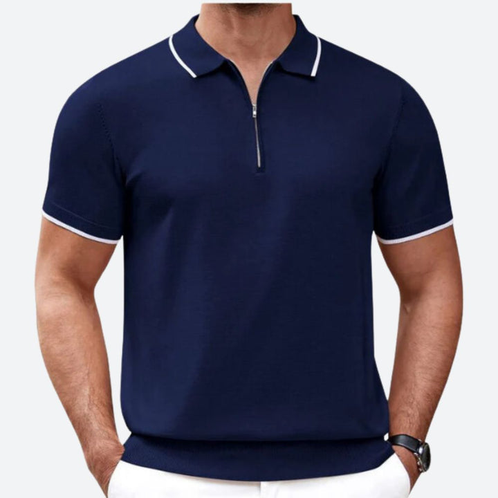 Elegante polo de punto con cremallera para hombre - Bass