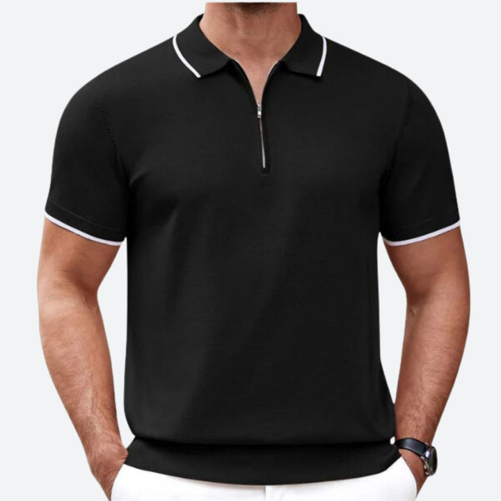 Elegante polo de punto con cremallera para hombre - Bass