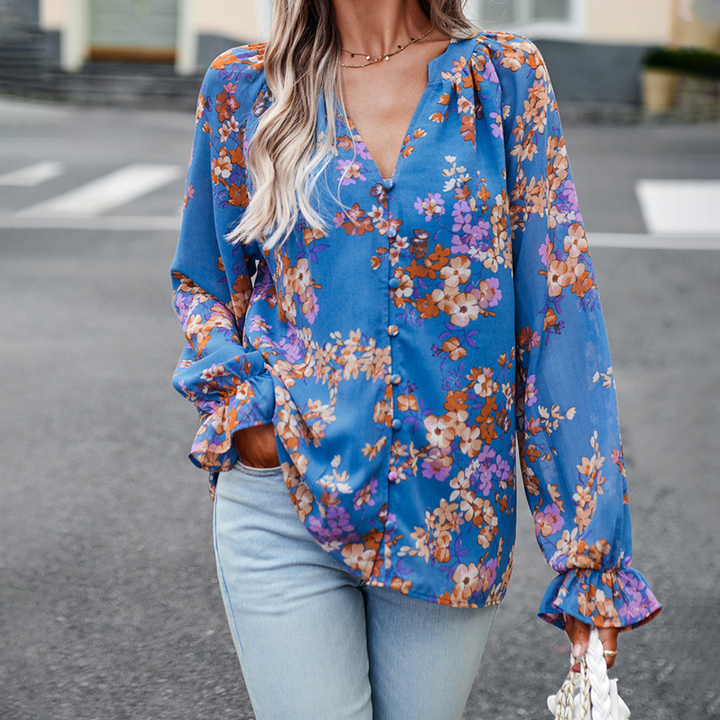 Mabel - Elegante y cómoda blusa de verano con estampado floral para mujer