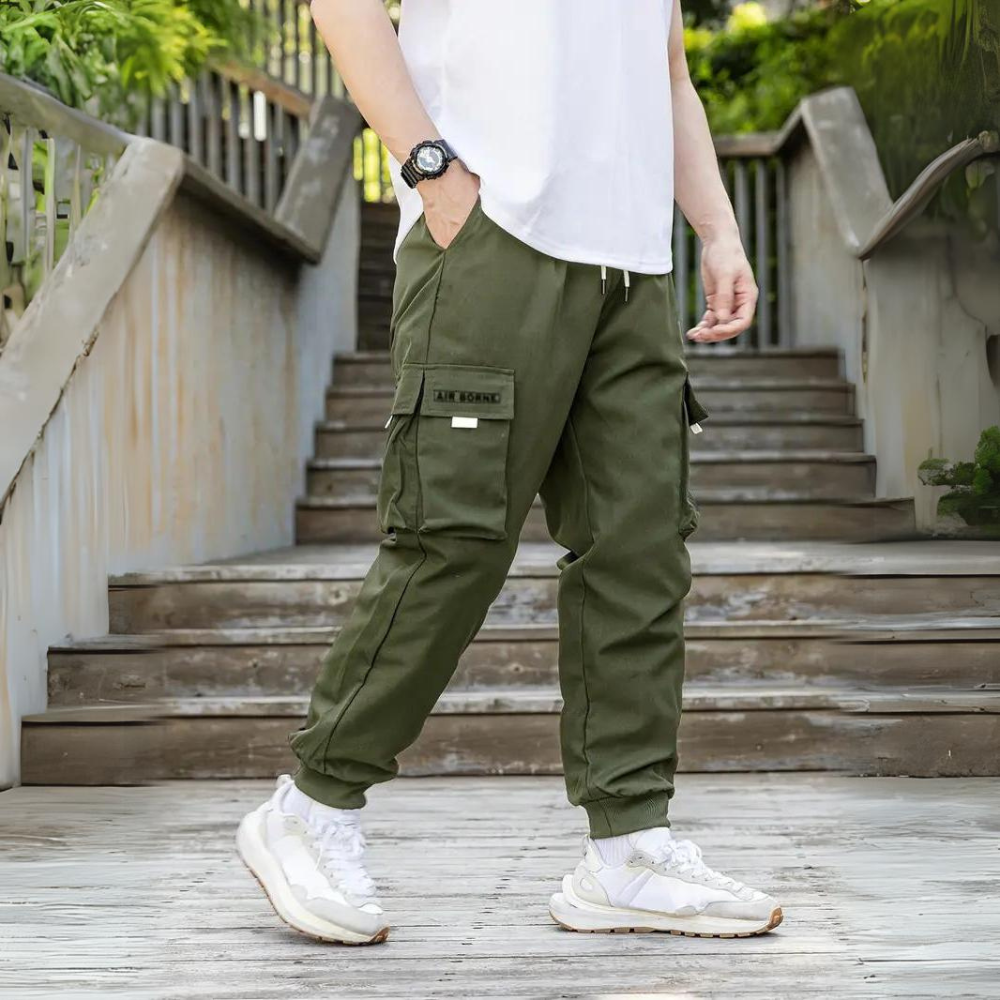 ATHANASIOS - Pantalones cargo de hombre resistentes con cordón de moda en la cintura