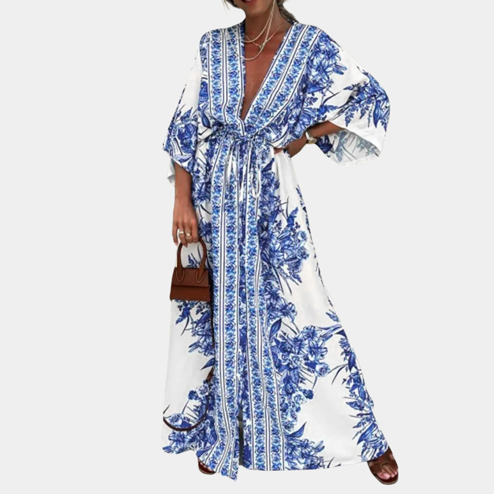 Adelyn - Elegante vestido largo para mujer con estilosas mangas anchas