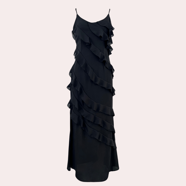 Adrienne - Precioso vestido largo para mujer con elegantes volantes
