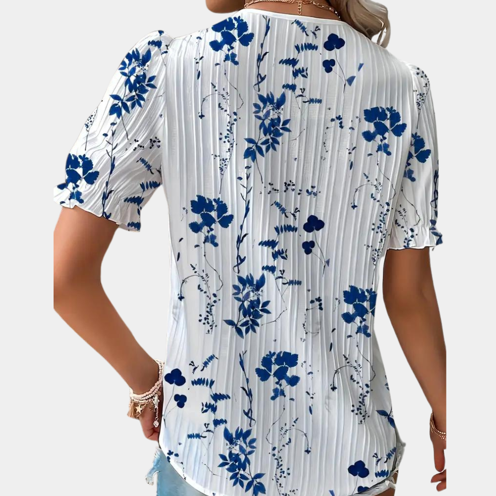 Zuzanna - Elegante blusa floral para mujer con sofisticados detalles de encaje