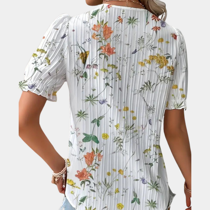 Zuzanna - Elegante blusa floral para mujer con sofisticados detalles de encaje