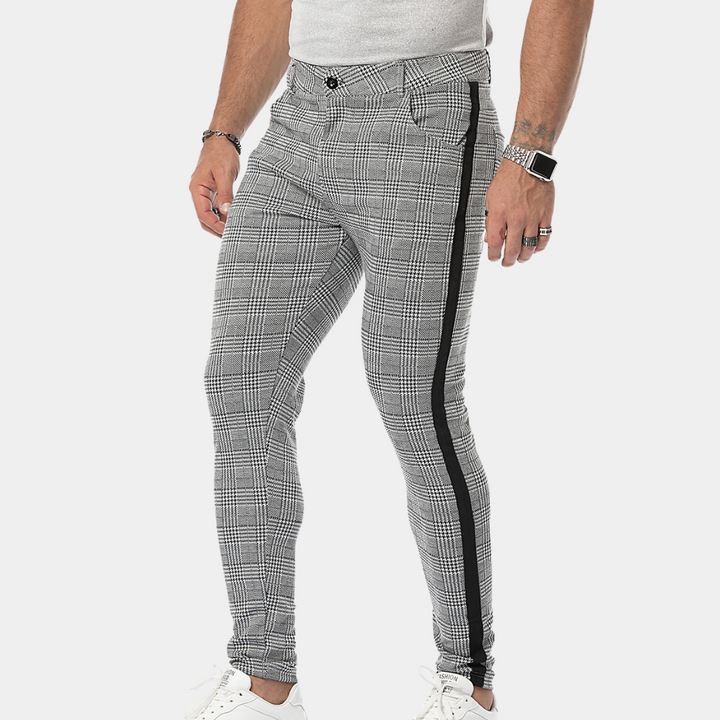 Anton - Moderno pantalón retro a cuadros de corte ajustado para hombre