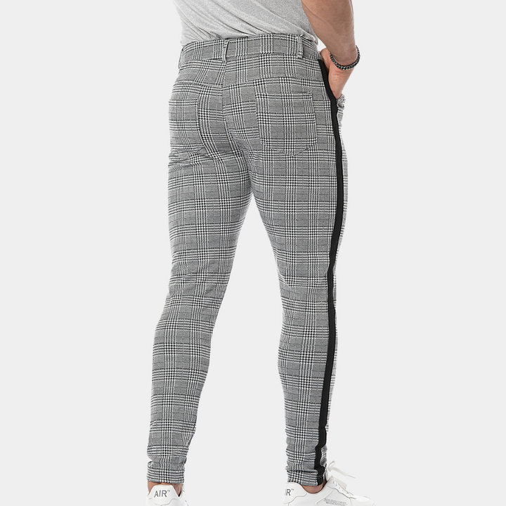 Anton - Moderno pantalón retro a cuadros de corte ajustado para hombre