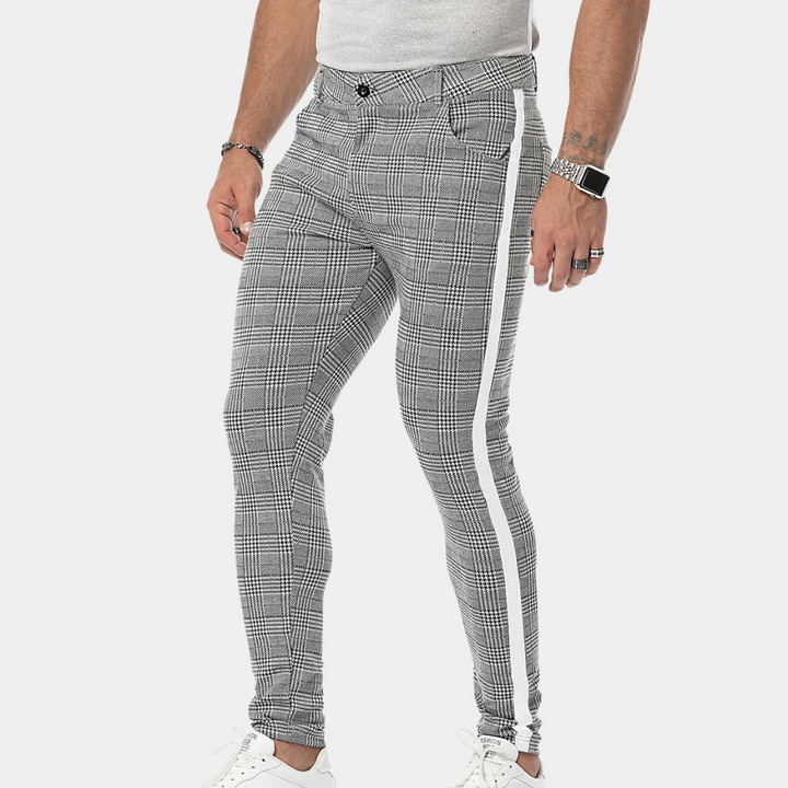 Anton - Moderno pantalón retro a cuadros de corte ajustado para hombre