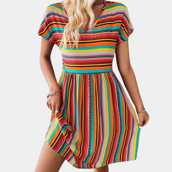 Elegante y cómodo vestido de rayas para mujer