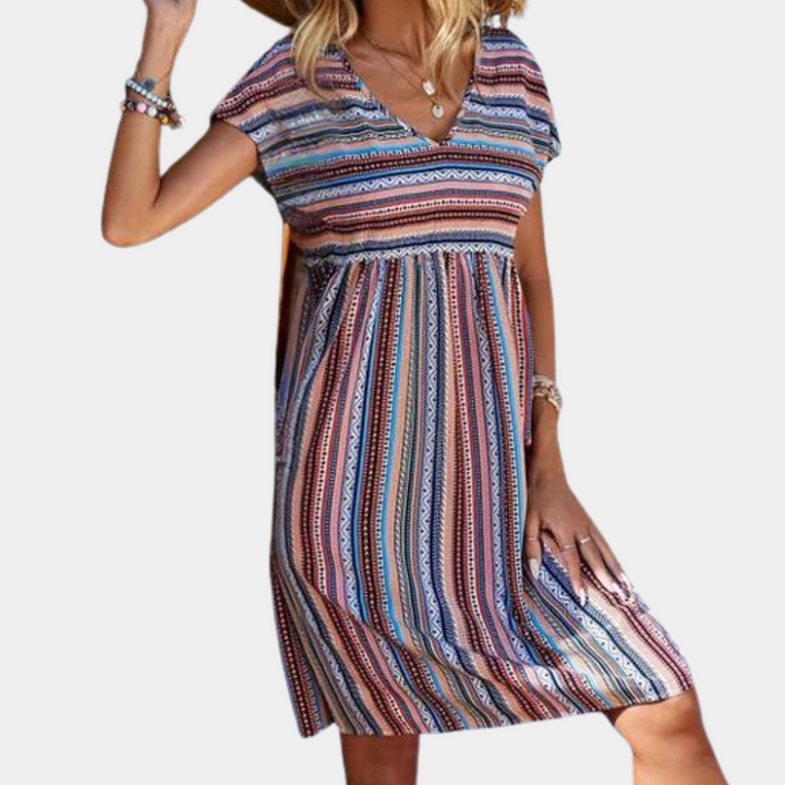 Elegante y cómodo vestido de rayas para mujer
