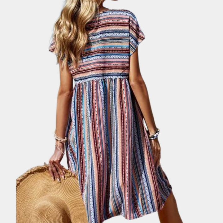 Elegante y cómodo vestido de rayas para mujer