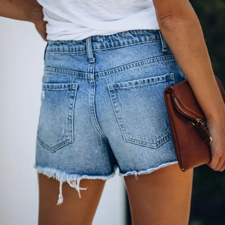 Hildegard - Pantalones cortos vaqueros asimétricos de moda para mujer