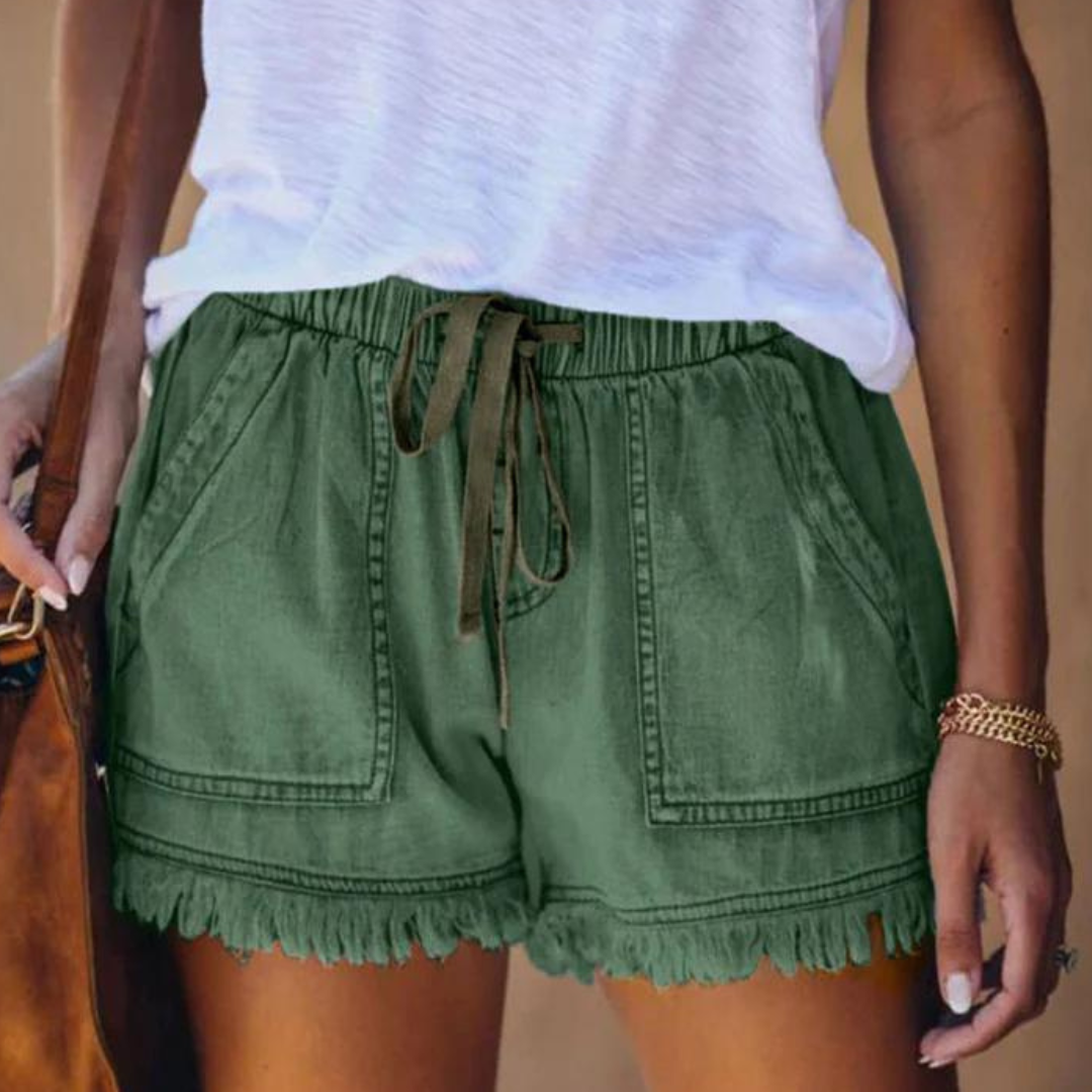 Delfine - Pantalones cortos de mujer con estilo effortless y prácticos bolsillos laterales